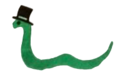 LGS's mascot, a green worm wearing a top hat